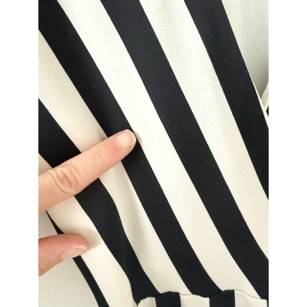 TCEC Sleeveless Black & White Striped V-Neck True Wrap Maxi Dress Size M - Picture 6 of 6